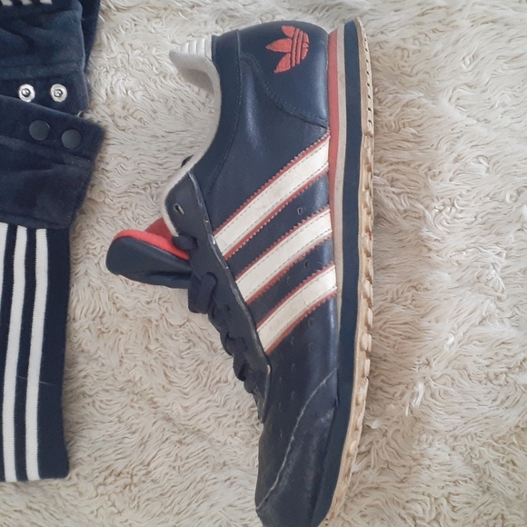 Adidas Rare Blokecore Vintage Y2K Blue Velour Short Sleeve Jacket Leather Sneaks - Picture 5 of 12